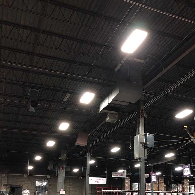 Industrial high-bay lighting and motor-control equipment